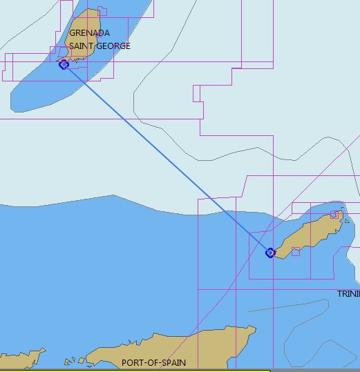 Chart, Grenada to Tobago.